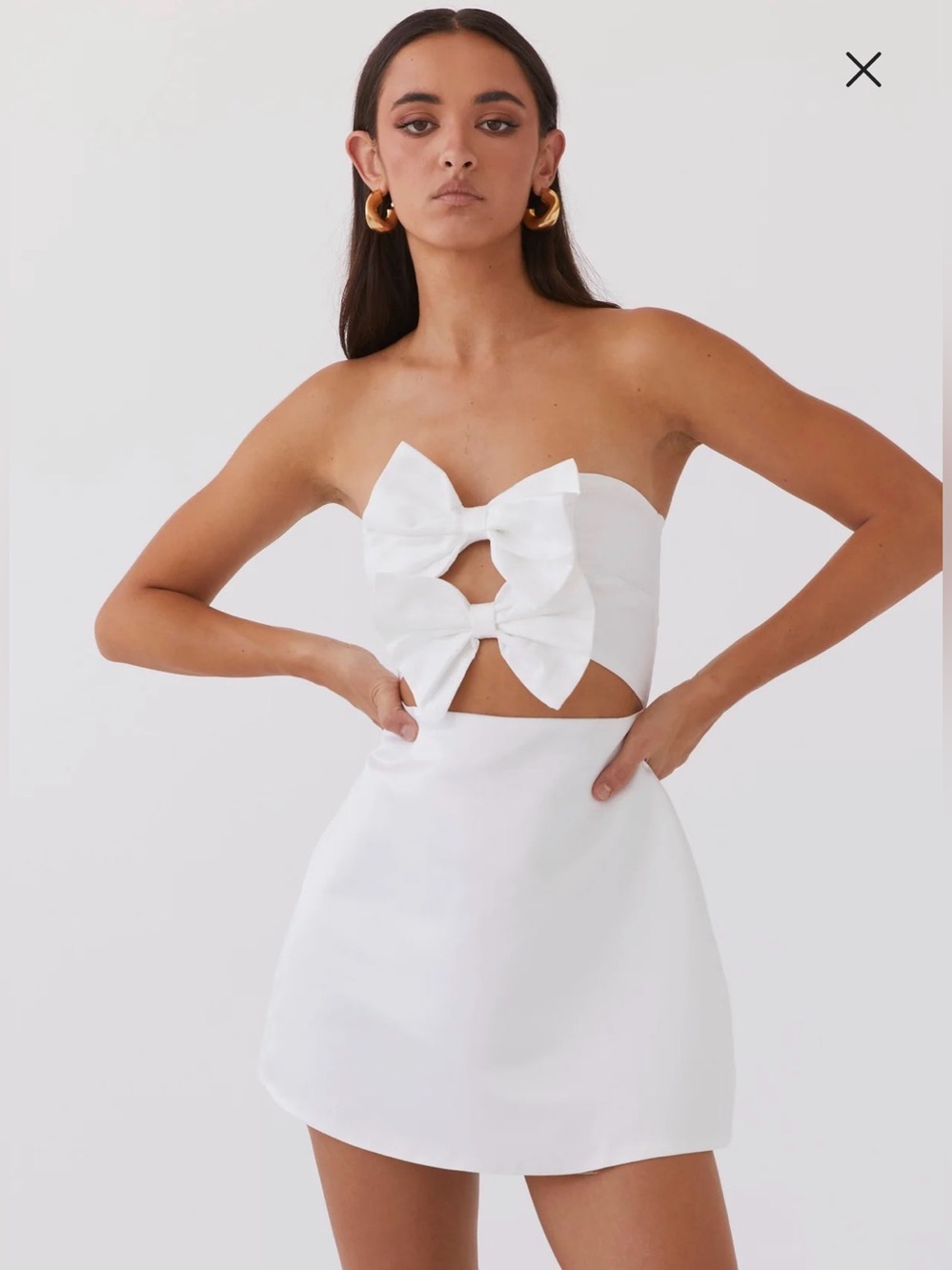 NWT Peppermayo Girl Crush Bow Mini Dress in White, Size 4 - Picture 8 of 10